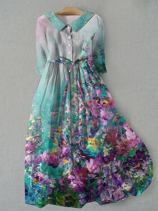 Tessa - Robe Femme avec Fermeture à Lacets et Imprimé Floral
