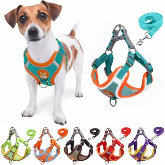 Harnais pour chien ajustable en polyester réfléchissant, design durable