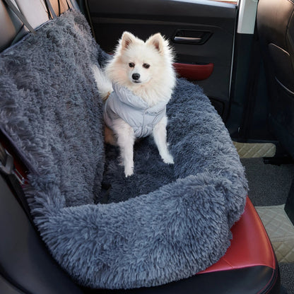 Siège Auto Pour Chiens Fluffy Apaisant Super Doux Sécurisé Antidérapant Facile à Installer