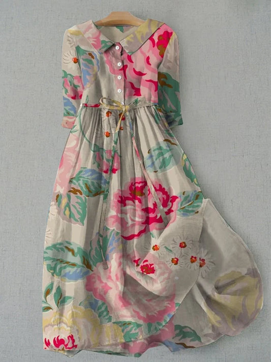 Livia - Robe à Fleurs Élégante à Manches Courtes