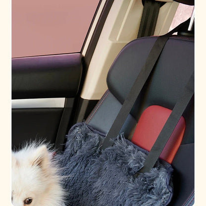 Siège Auto Pour Chiens Fluffy Apaisant Super Doux Sécurisé Antidérapant Facile à Installer