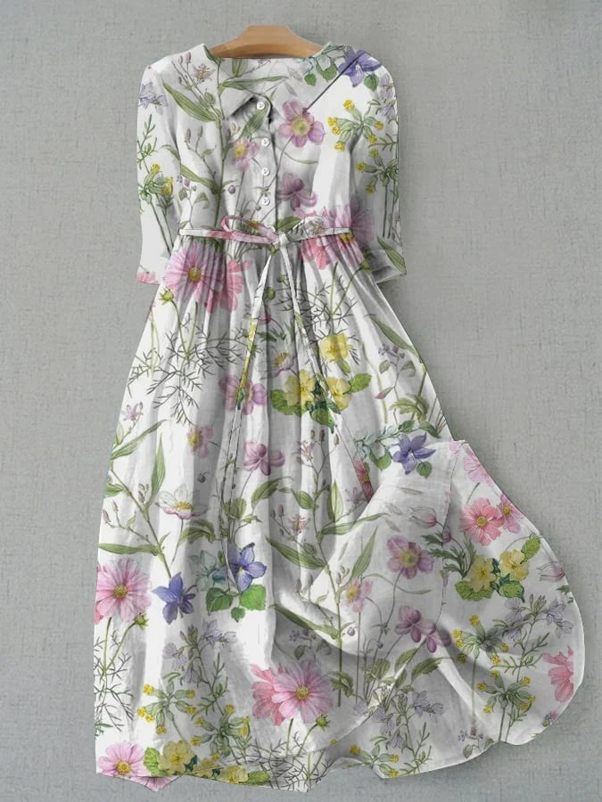 Dahlia - Robe Fleurie à Lacets A-Ligne d'Été
