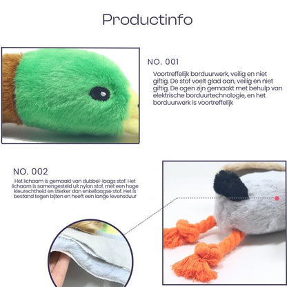Canard en Peluche Jouet à Mordre Bruits Sifflants Soins Dentaires Durable Sûr pour Chiens
