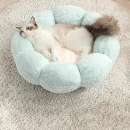 Coussin pour Chat en Forme de Fleur Auto-chauffant Lavable et Universel pour Toutes les Saisons