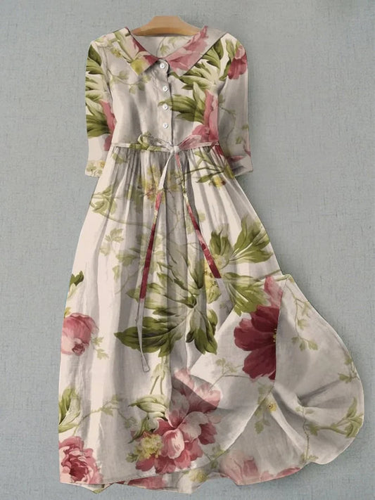 Baylee - Robe Vintage à Lacets Taille Fleurie