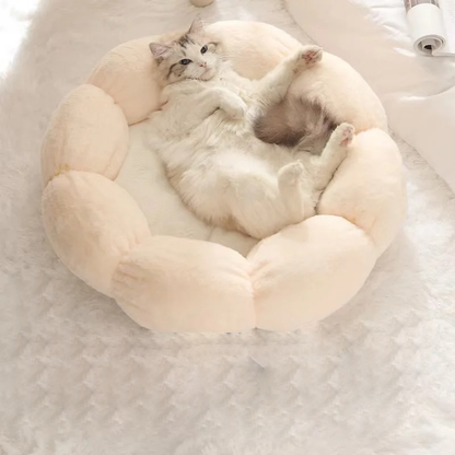 Coussin pour Chat en Forme de Fleur Auto-chauffant Lavable et Universel pour Toutes les Saisons
