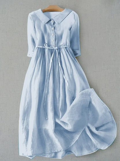 Lux - Robe Élégante à Manches Mi-Longues avec Taille en Dentelle