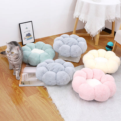 Coussin pour Chat en Forme de Fleur Auto-chauffant Lavable et Universel pour Toutes les Saisons