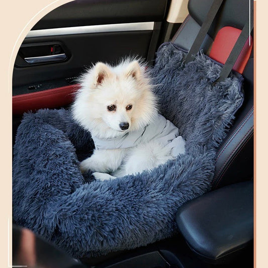 Siège Auto Pour Chiens Fluffy Apaisant Super Doux Sécurisé Antidérapant Facile à Installer