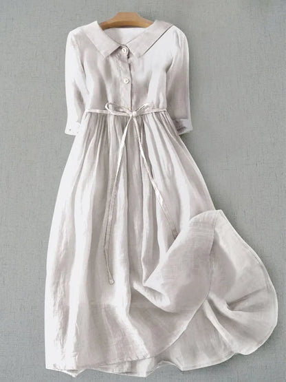 Lux - Robe Élégante à Manches Mi-Longues avec Taille en Dentelle