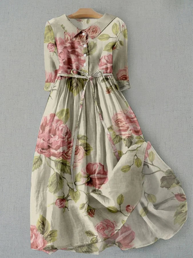 Marley - Robe à Taille Fleurie avec Fermeture à Lacets Vintage